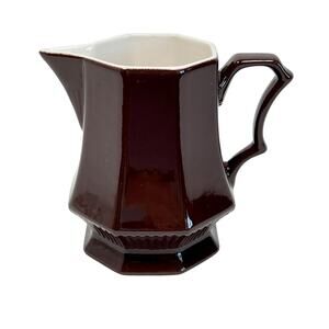 Independence Ironstone Interpace Japan Creamer Footed Octagonal Brown Vintage